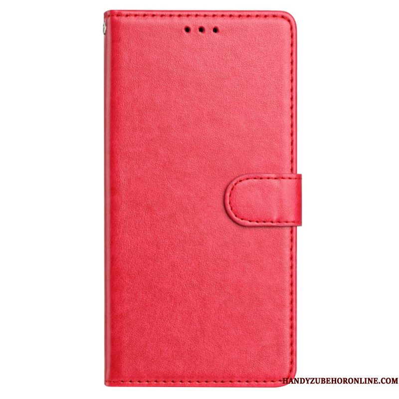 Folio-hoesje Samsung Galaxy S25 Plus 5g Telefoonhoesje Effen Kunstleer Met Bandje