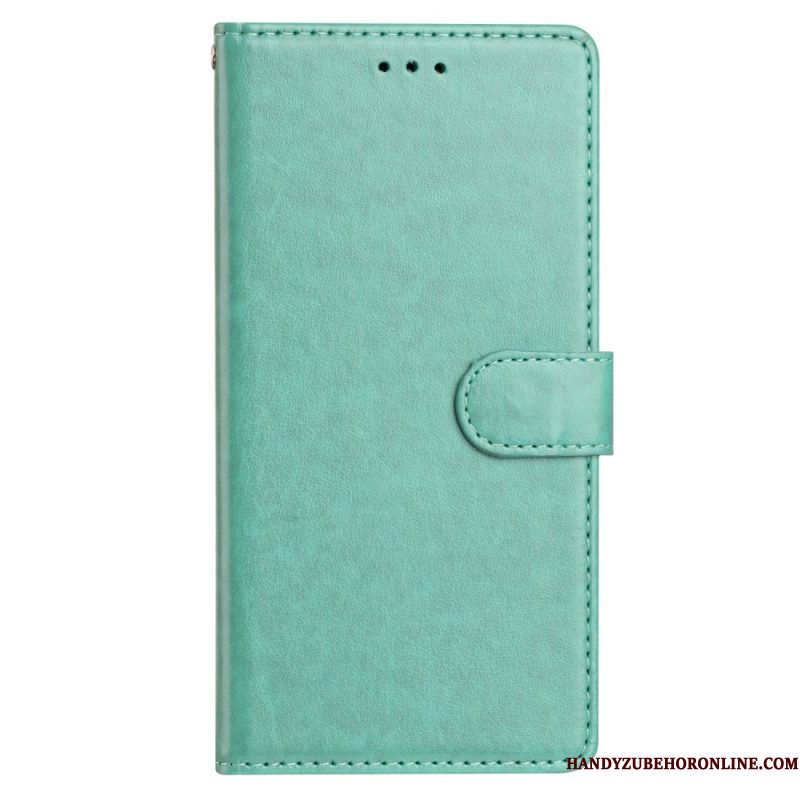 Folio-hoesje Samsung Galaxy S25 Plus 5g Telefoonhoesje Effen Kunstleer Met Bandje