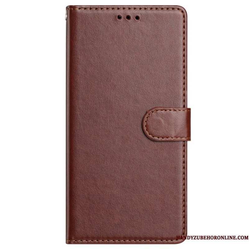 Folio-hoesje Samsung Galaxy S25 Plus 5g Telefoonhoesje Effen Kunstleer Met Bandje