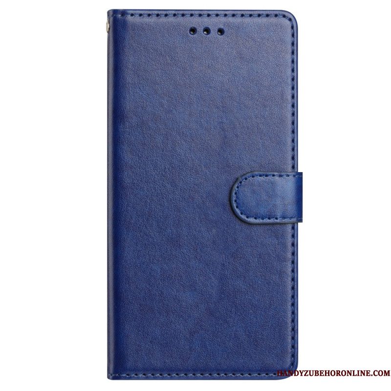 Folio-hoesje Samsung Galaxy S25 Plus 5g Telefoonhoesje Effen Kunstleer Met Bandje