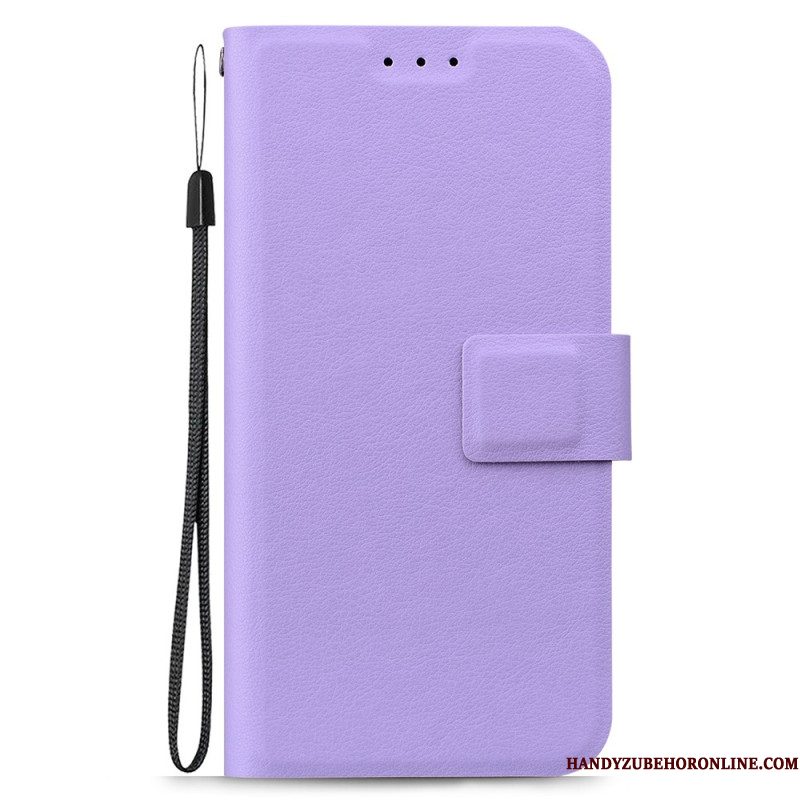 Folio-hoesje Samsung Galaxy S25 Plus 5g Telefoonhoesje Effen Leerlook Met Bandje