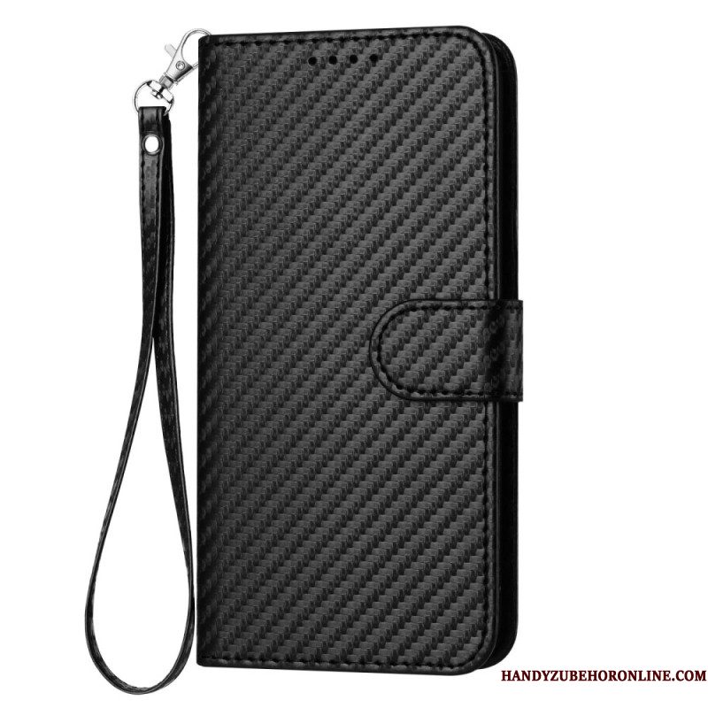 Folio-hoesje Samsung Galaxy S25 Plus 5g Telefoonhoesje Koolstofvezel Met Bandje