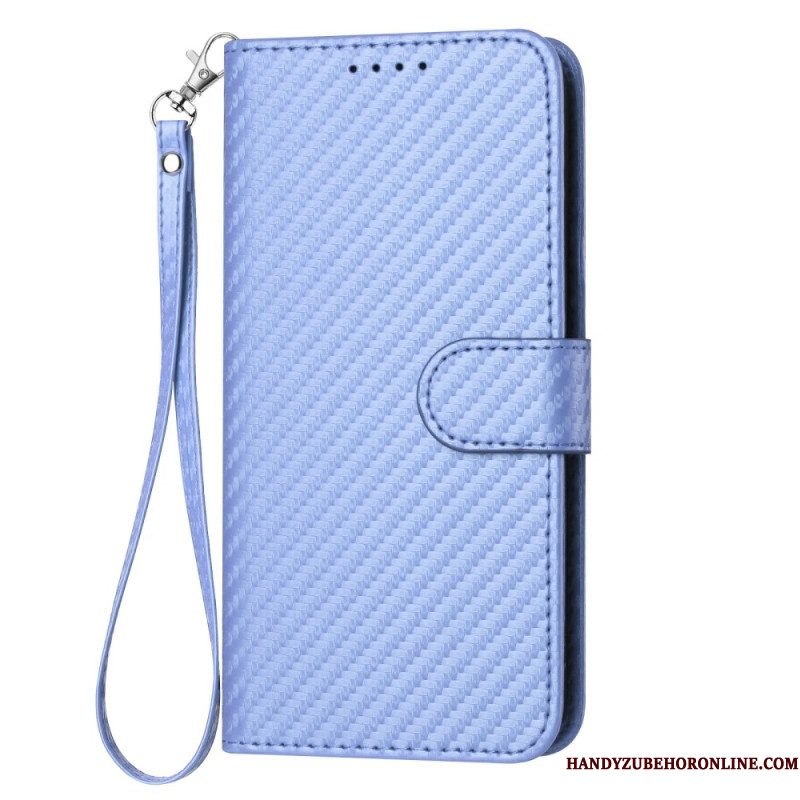 Folio-hoesje Samsung Galaxy S25 Plus 5g Telefoonhoesje Koolstofvezel Met Bandje