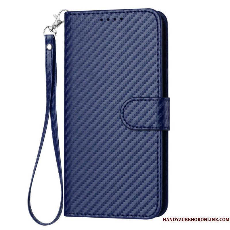Folio-hoesje Samsung Galaxy S25 Plus 5g Telefoonhoesje Koolstofvezel Met Bandje