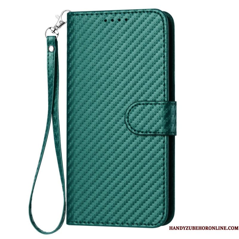 Folio-hoesje Samsung Galaxy S25 Plus 5g Telefoonhoesje Koolstofvezel Met Bandje