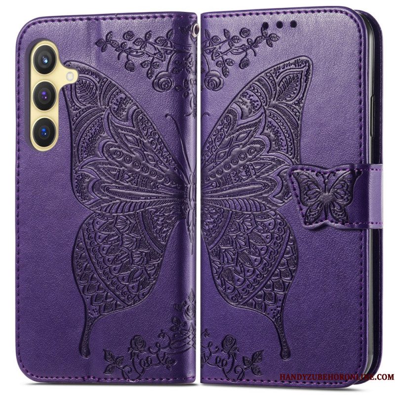 Folio-hoesje Samsung Galaxy S25 Plus 5g Telefoonhoesje Vlinder Kant