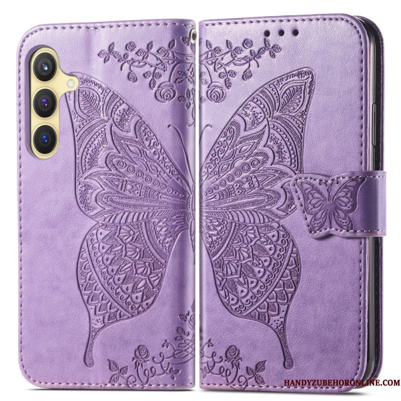 Folio-hoesje Samsung Galaxy S25 Plus 5g Telefoonhoesje Vlinder Kant