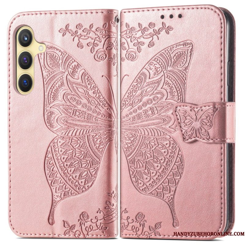 Folio-hoesje Samsung Galaxy S25 Plus 5g Telefoonhoesje Vlinder Kant