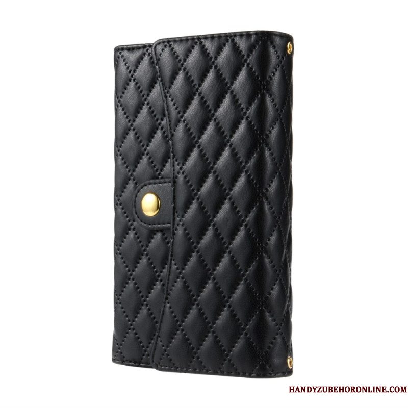 Folio-hoesje Samsung Galaxy S25 Ultra 5g Gewatteerde Portemonnee Met Schouderband