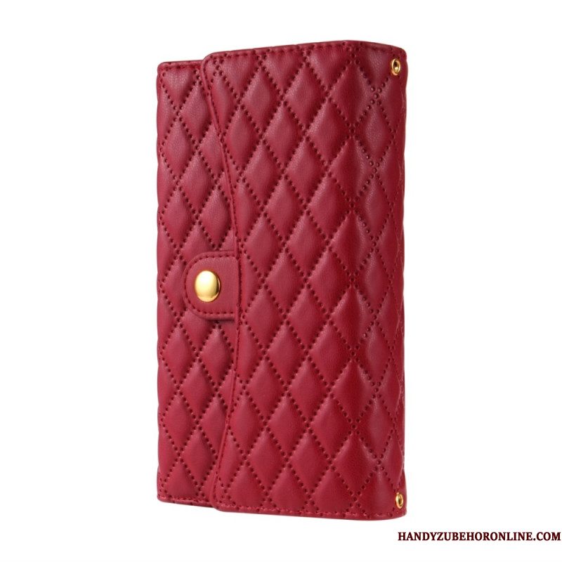 Folio-hoesje Samsung Galaxy S25 Ultra 5g Gewatteerde Portemonnee Met Schouderband