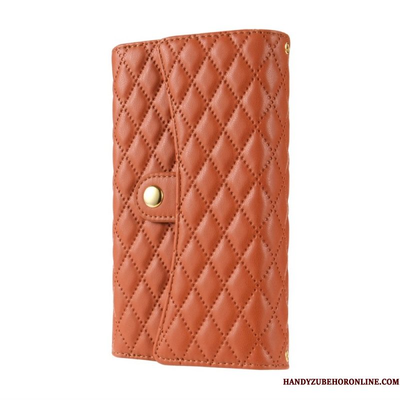 Folio-hoesje Samsung Galaxy S25 Ultra 5g Gewatteerde Portemonnee Met Schouderband