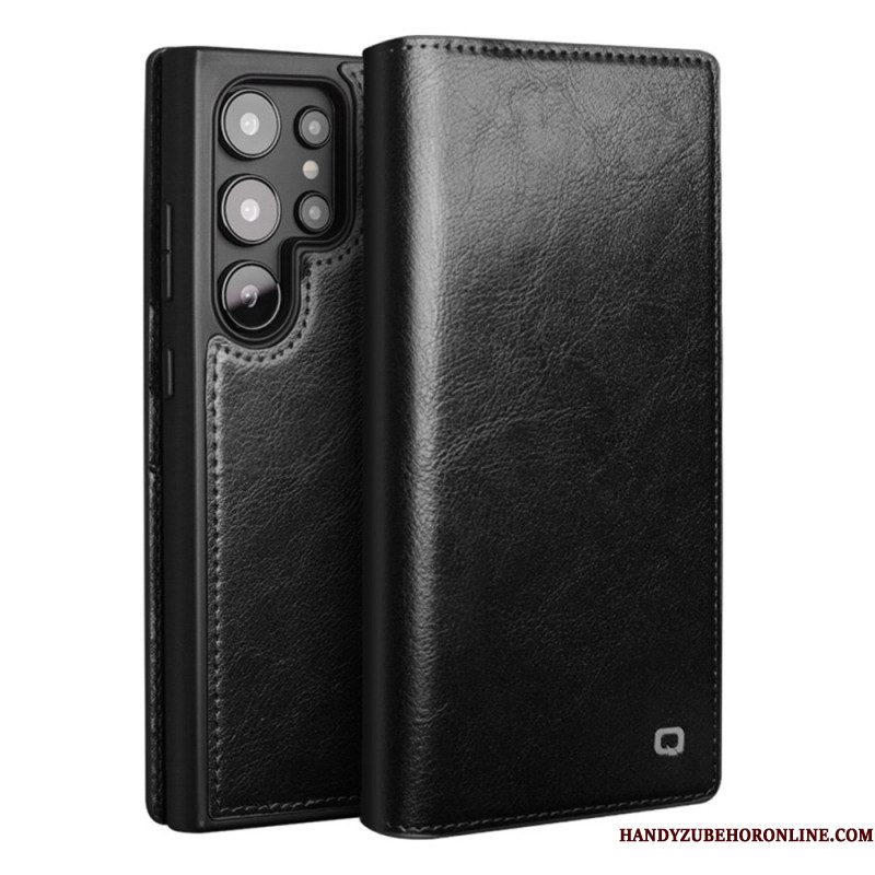 Folio-hoesje Samsung Galaxy S25 Ultra 5g Qialino Leer Bescherming Hoesje