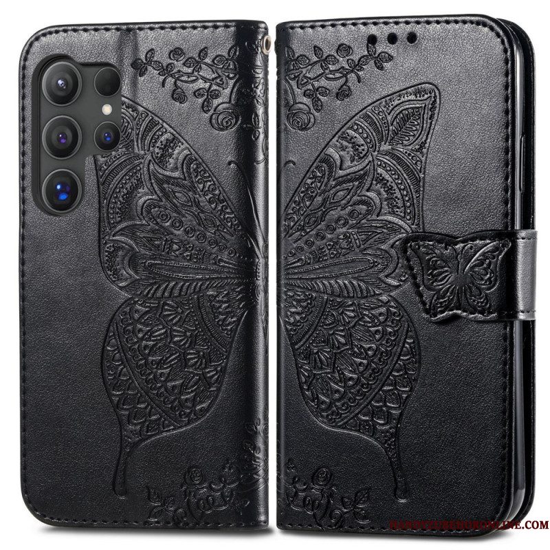 Folio-hoesje Samsung Galaxy S25 Ultra 5g Telefoonhoesje Barokke Vlinder