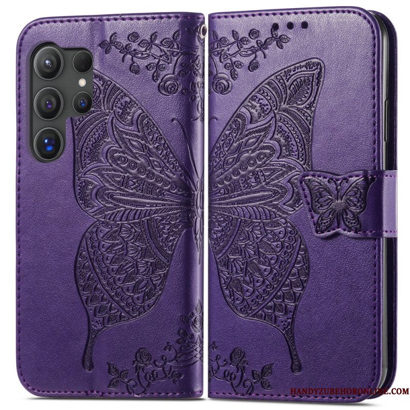 Folio-hoesje Samsung Galaxy S25 Ultra 5g Telefoonhoesje Barokke Vlinder