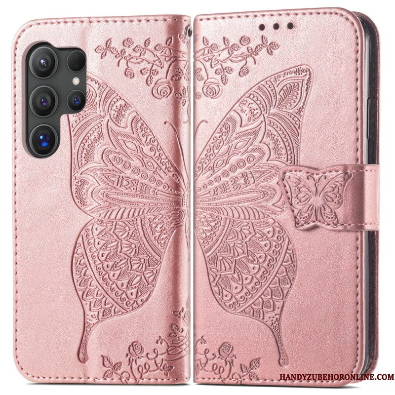 Folio-hoesje Samsung Galaxy S25 Ultra 5g Telefoonhoesje Barokke Vlinder