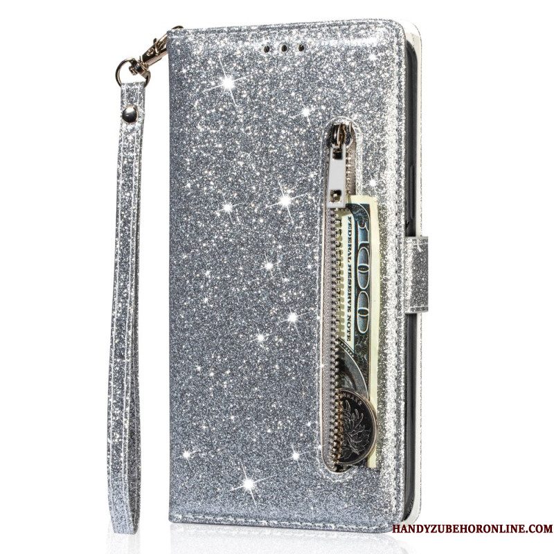 Folio-hoesje Samsung Galaxy S25 Ultra 5g Telefoonhoesje Glittertasje Met Bandje