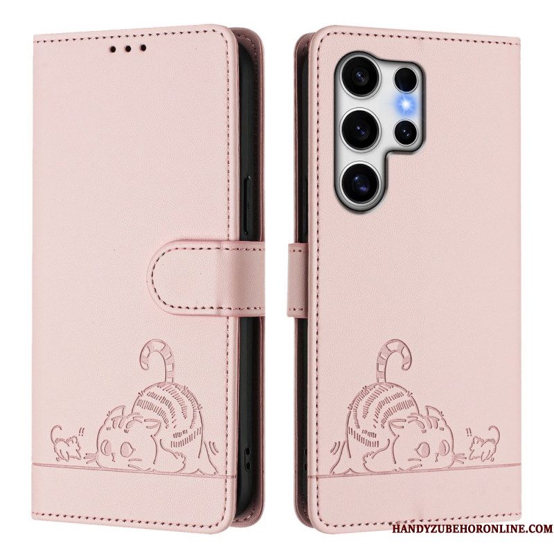 Folio-hoesje Samsung Galaxy S25 Ultra 5g Telefoonhoesje Kattenmotief
