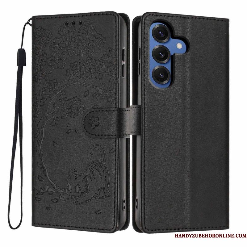 Folio-hoesje Samsung Galaxy S26 Plus Telefoonhoesje Patroon Met Boom En Kat