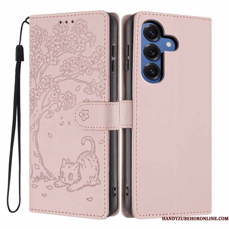 Folio-hoesje Samsung Galaxy S26 Plus Telefoonhoesje Patroon Met Boom En Kat