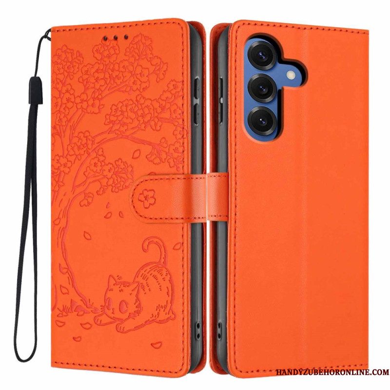 Folio-hoesje Samsung Galaxy S26 Plus Telefoonhoesje Patroon Met Boom En Kat