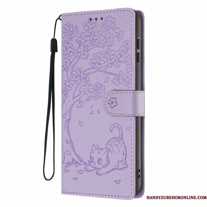 Folio-hoesje Samsung Galaxy S26 Plus Telefoonhoesje Patroon Met Boom En Kat