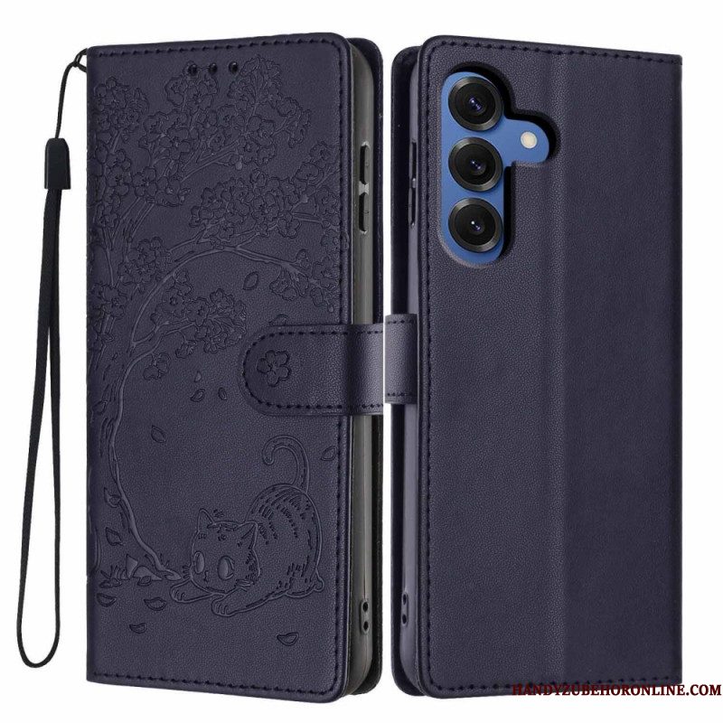 Folio-hoesje Samsung Galaxy S26 Plus Telefoonhoesje Patroon Met Boom En Kat