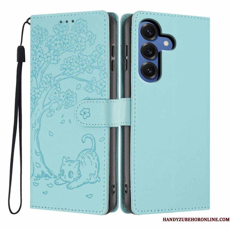 Folio-hoesje Samsung Galaxy S26 Plus Telefoonhoesje Patroon Met Boom En Kat