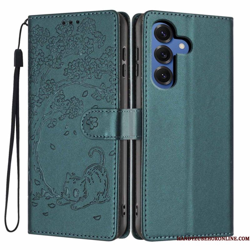 Folio-hoesje Samsung Galaxy S26 Plus Telefoonhoesje Patroon Met Boom En Kat