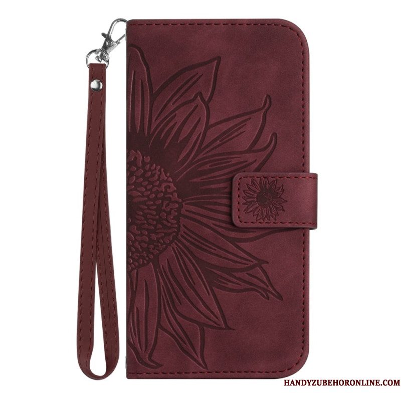 Folio-hoesje Samsung Galaxy S26 Ultra Bandje Met Zonnebloemprint