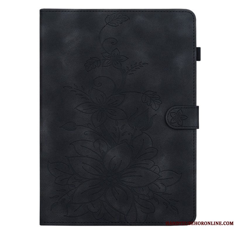 Folio-hoesje Samsung Galaxy Tab S11 Bloemen Met Suède-effect