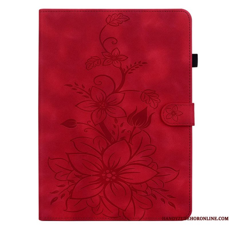 Folio-hoesje Samsung Galaxy Tab S11 Bloemen Met Suède-effect