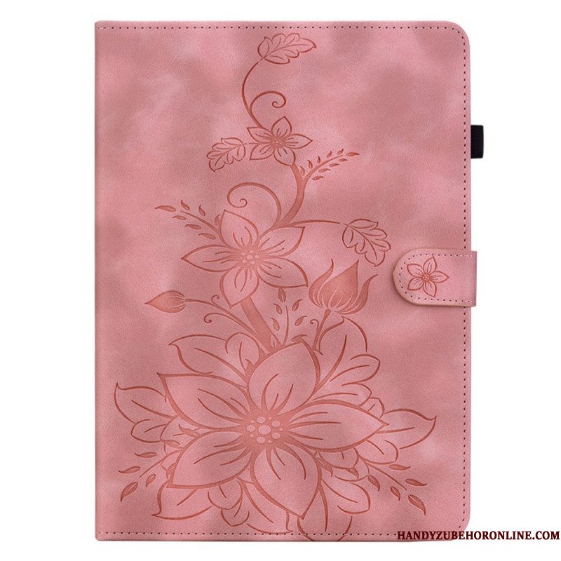 Folio-hoesje Samsung Galaxy Tab S11 Bloemen Met Suède-effect