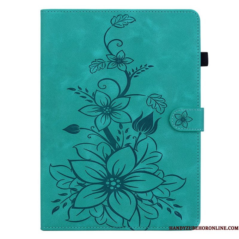 Folio-hoesje Samsung Galaxy Tab S11 Bloemen Met Suède-effect