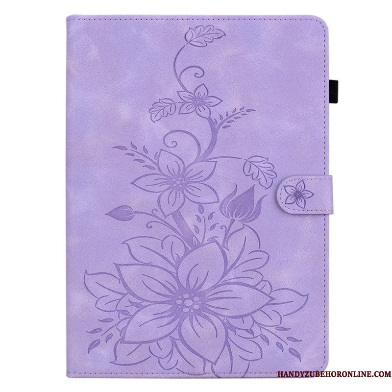 Folio-hoesje Samsung Galaxy Tab S11 Bloemen Met Suède-effect