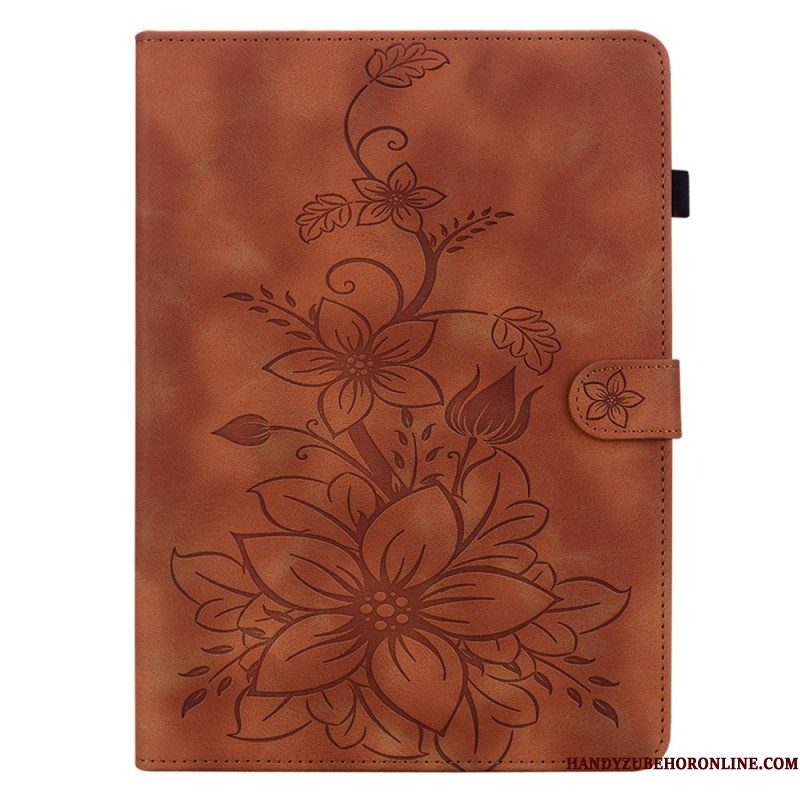 Folio-hoesje Samsung Galaxy Tab S11 Bloemen Met Suède-effect
