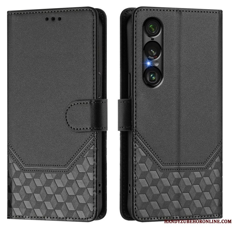 Folio-hoesje Sony Xperia 1 Vii Rfid-bescherming Honingraatpatroon