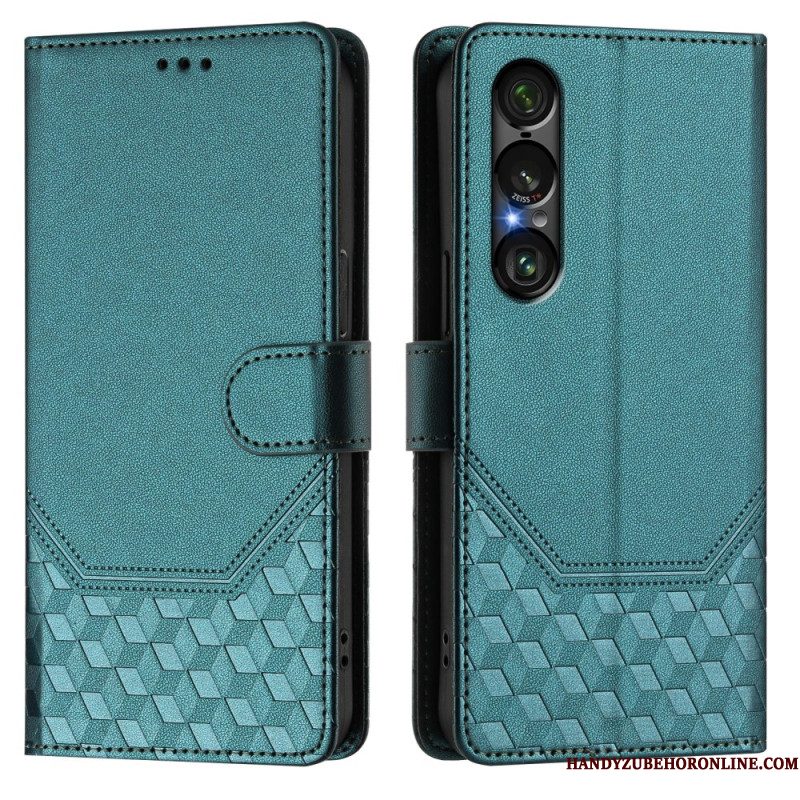 Folio-hoesje Sony Xperia 1 Vii Rfid-bescherming Honingraatpatroon