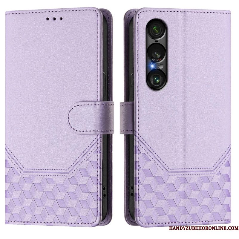 Folio-hoesje Sony Xperia 1 Vii Rfid-bescherming Honingraatpatroon