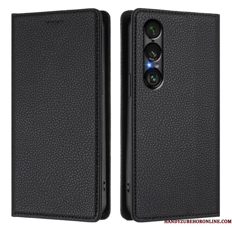 Folio-hoesje Sony Xperia 1 Vii Telefoonhoesje Rfid-bescherming Lychee Leertextuur