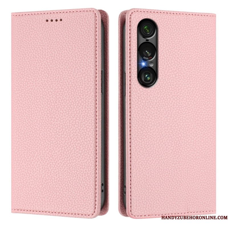 Folio-hoesje Sony Xperia 1 Vii Telefoonhoesje Rfid-bescherming Lychee Leertextuur