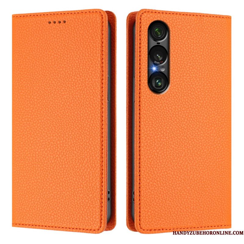 Folio-hoesje Sony Xperia 1 Vii Telefoonhoesje Rfid-bescherming Lychee Leertextuur