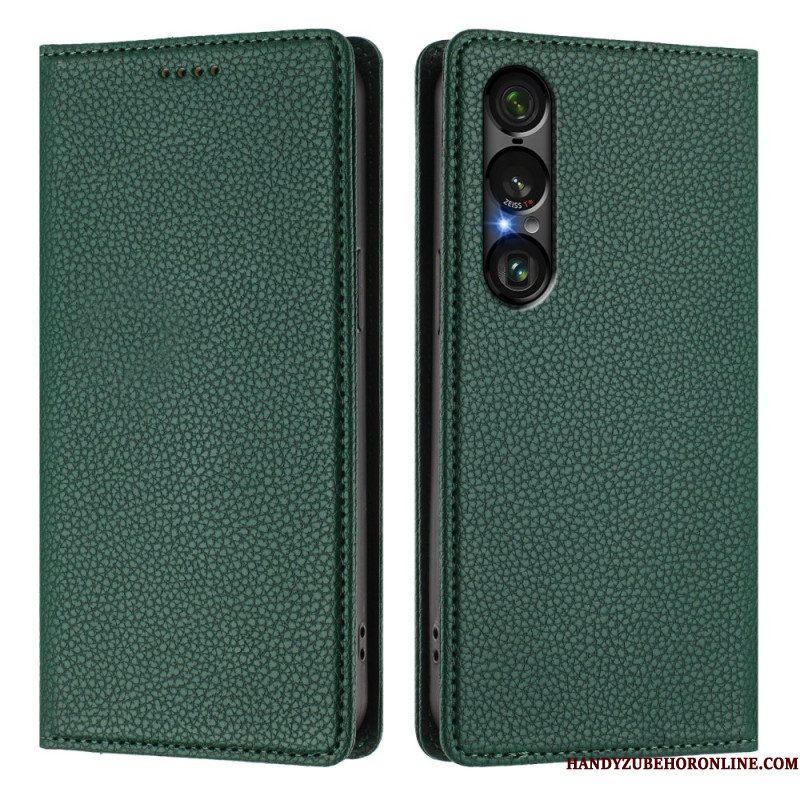 Folio-hoesje Sony Xperia 1 Vii Telefoonhoesje Rfid-bescherming Lychee Leertextuur