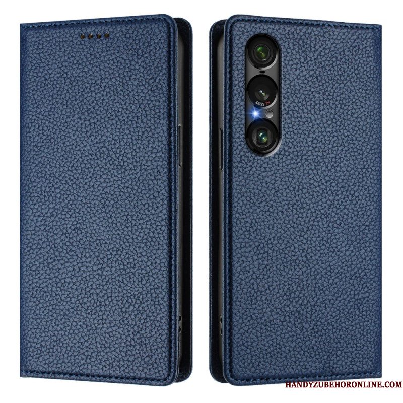 Folio-hoesje Sony Xperia 1 Vii Telefoonhoesje Rfid-bescherming Lychee Leertextuur