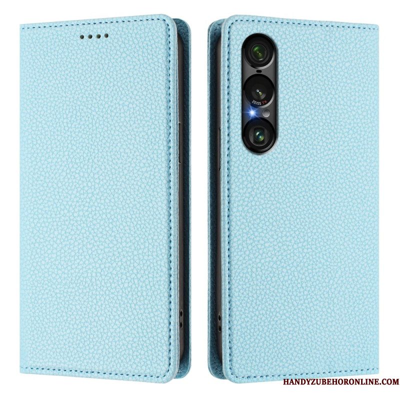 Folio-hoesje Sony Xperia 1 Vii Telefoonhoesje Rfid-bescherming Lychee Leertextuur