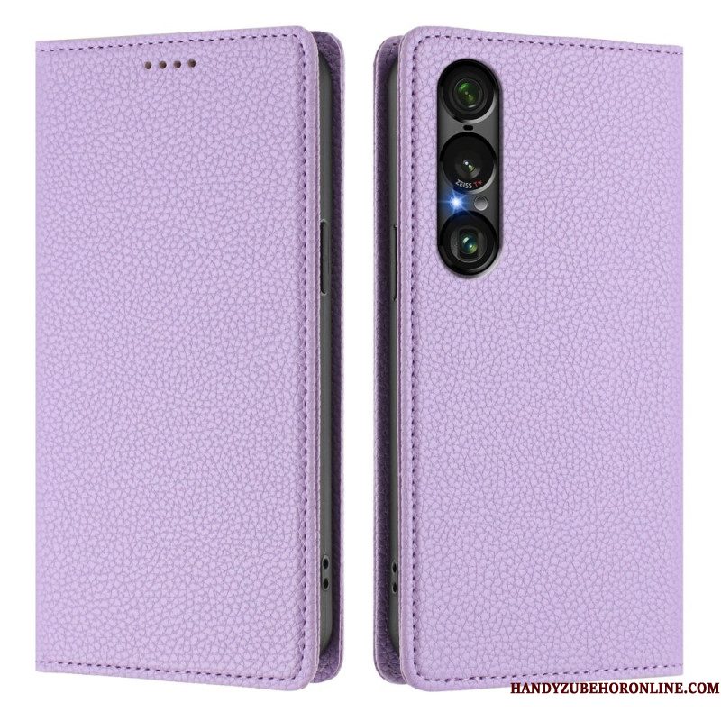 Folio-hoesje Sony Xperia 1 Vii Telefoonhoesje Rfid-bescherming Lychee Leertextuur