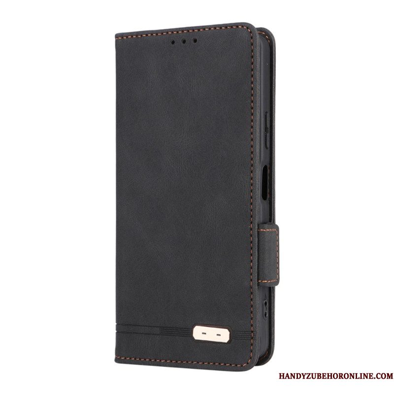 Folio-hoesje Sony Xperia 10 Vii Telefoonhoesje Retro Suède-effect