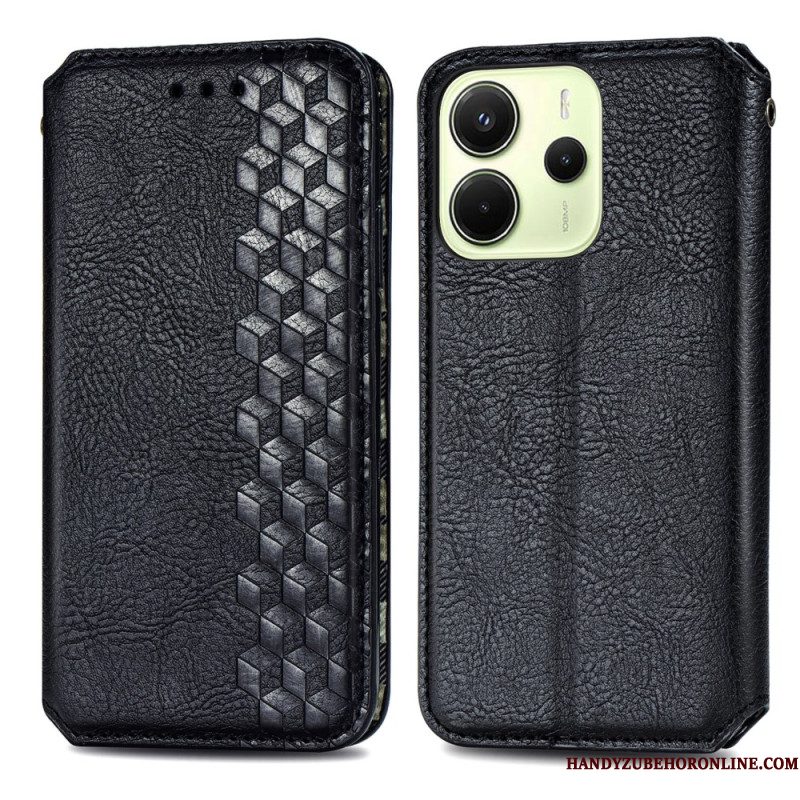 Folio-hoesje Voor Xiaomi Redmi Note 14 4g Vintage Lederlook Met Diamantpatroon