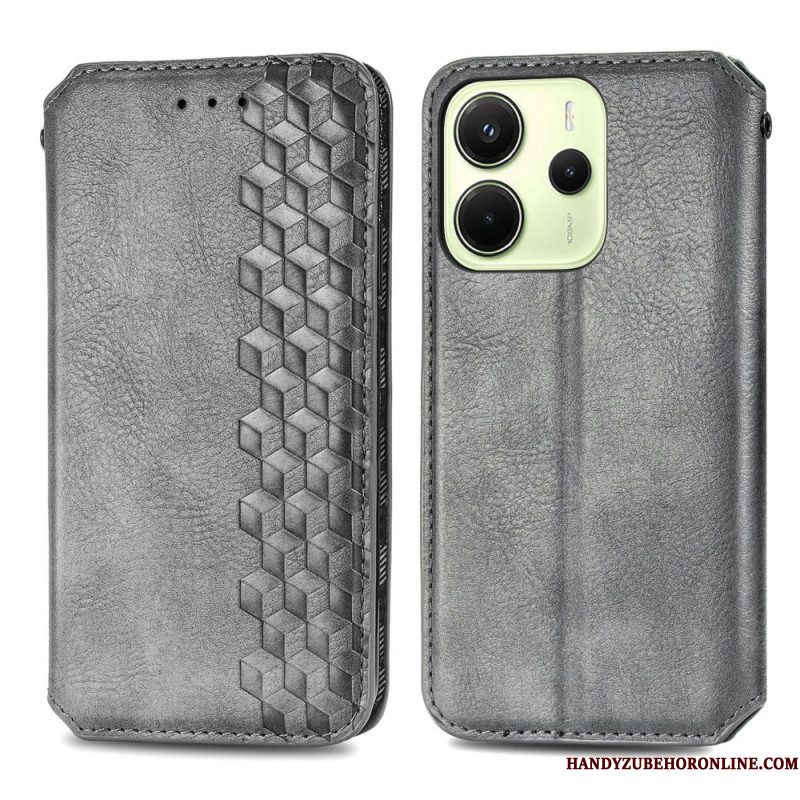 Folio-hoesje Voor Xiaomi Redmi Note 14 4g Vintage Lederlook Met Diamantpatroon