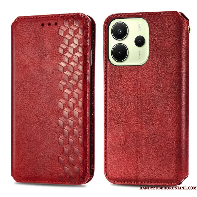 Folio-hoesje Voor Xiaomi Redmi Note 14 4g Vintage Lederlook Met Diamantpatroon