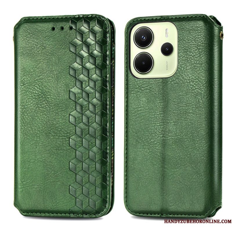 Folio-hoesje Voor Xiaomi Redmi Note 14 4g Vintage Lederlook Met Diamantpatroon